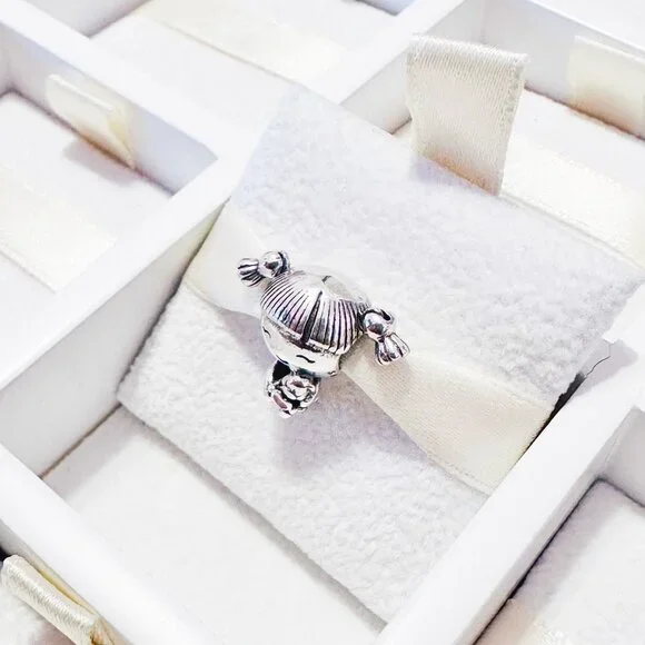 925 Sterling Silver Little Girl With Teddy Bead Charm Bead Fits Pandora Bracelet - Picture 4 of 8